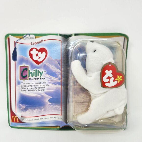 Ty Legends Teenie Beanie Baby McDonalds CHILLY The Polar Bear Plush VTG - Picture 1 of 9